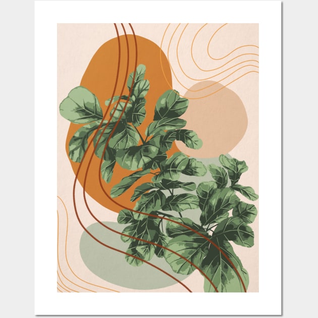 Mid Century Modern Fiddle Leaf Fig, Abstract Botanical Illustration Wall Art by Gush Art Studio 1